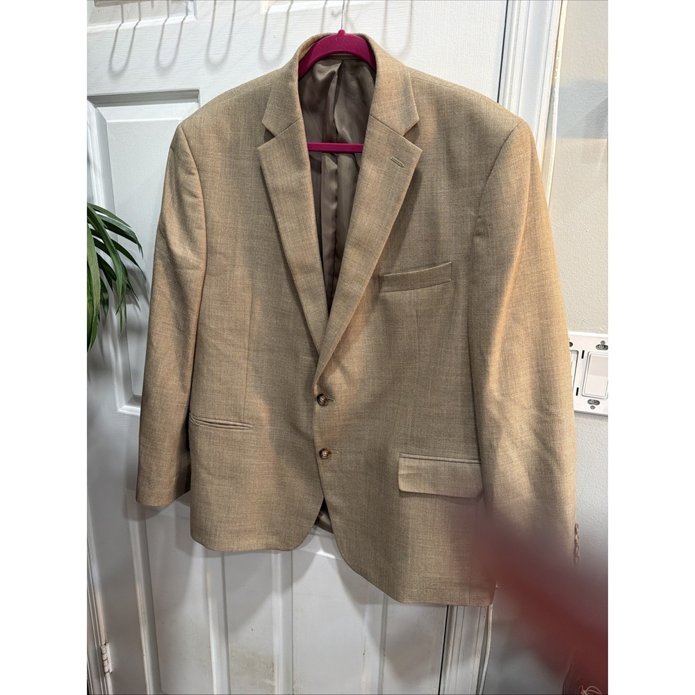 Lauren Ralph Lauren Blazer Vintage 46 R Carmel Polyester Suit Jacket Sport Coat - Picture 3 of 14